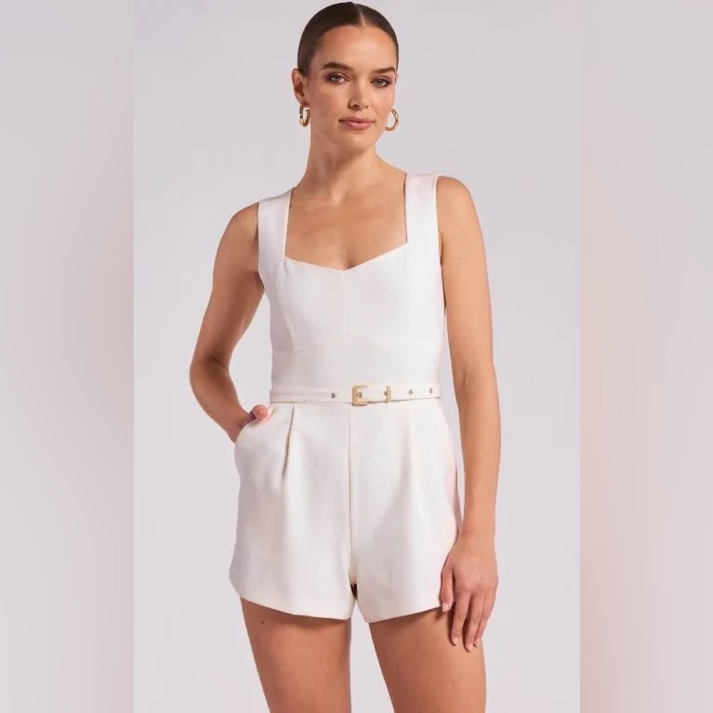 $295 NWOT Generation Love Cream Belted Jumpsuit 17ptp 13in waist